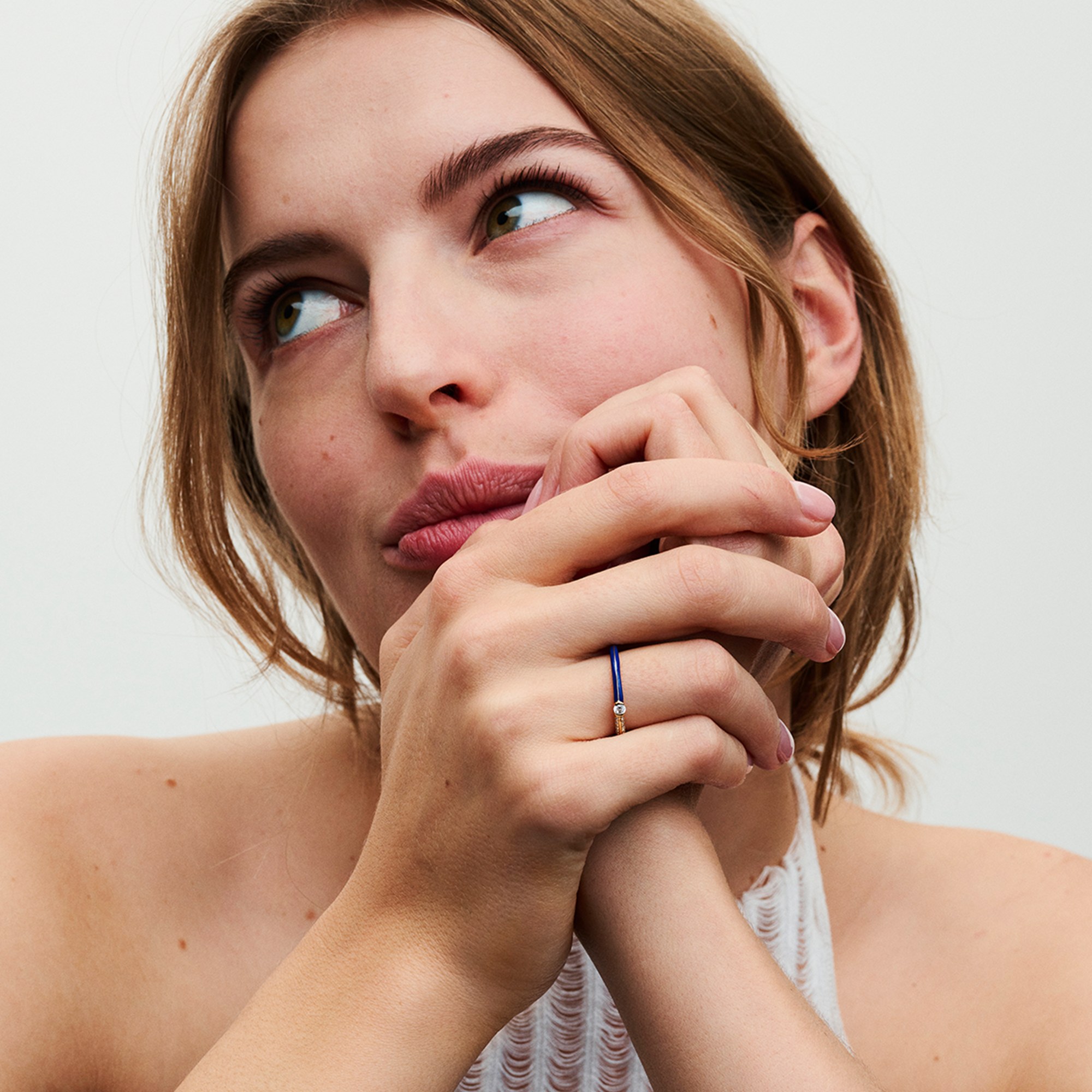 Pandora ME Pavé & Blau Doppelring - Gelbgold Vergoldung – Ansicht 4