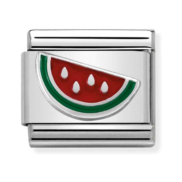 Nomination Composable Classic Charm Wassermelone - Edelstahl, Silber 925, Emaille