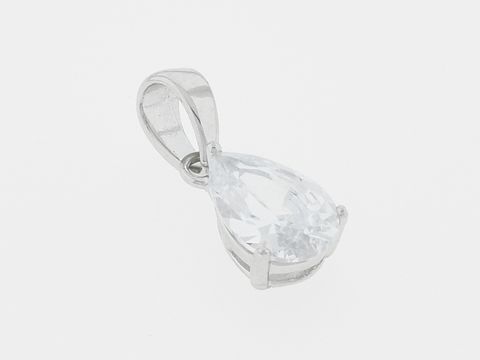 Silber Anhänger in Tropfenform, charmant gestaltet mit klarem Zirkonia, Hersteller Juwelier Harnisch, ideal für elegante Schmuckdesigns.