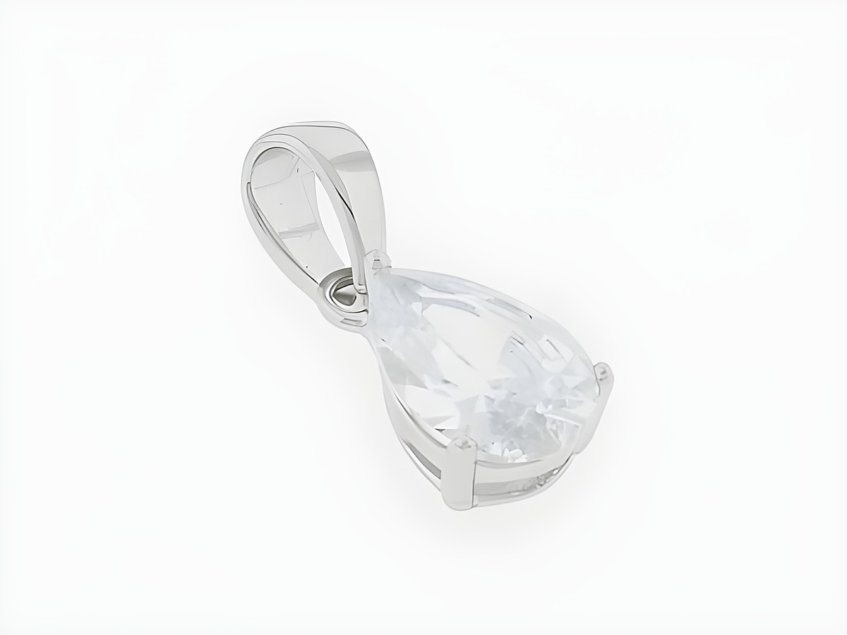 Silber Anhänger in Tropfenform, charmant gestaltet mit klarem Zirkonia, Hersteller Juwelier Harnisch, ideal für elegante Schmuckdesigns.