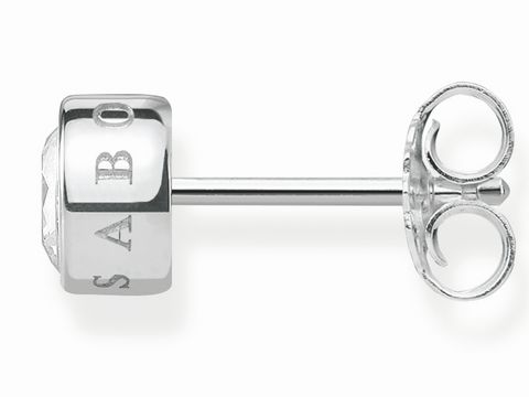 Ohrstecker aus Silber von Thomas Sabo mit weißem Zirkonia, hochwertig verarbeitet mit eingraviertem Logo, elegantes Design für stilvolle Akzente.