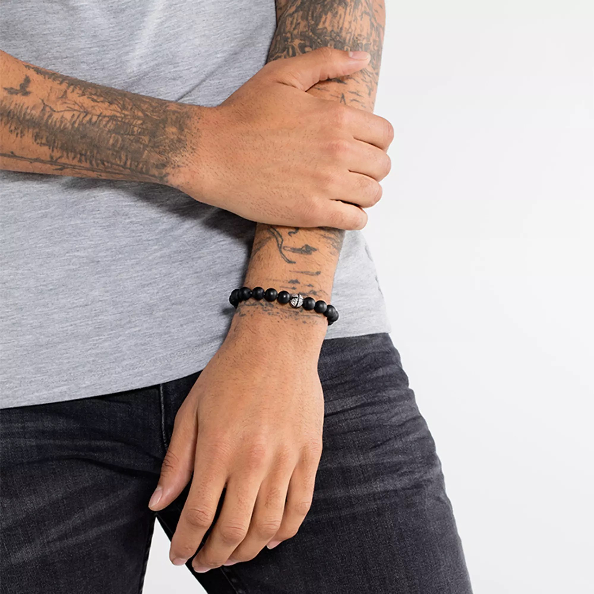 Thomas Sabo Armband - 17 cm - Silber - geschwärzt - Obsidian - Zirkonia – Ansicht 2