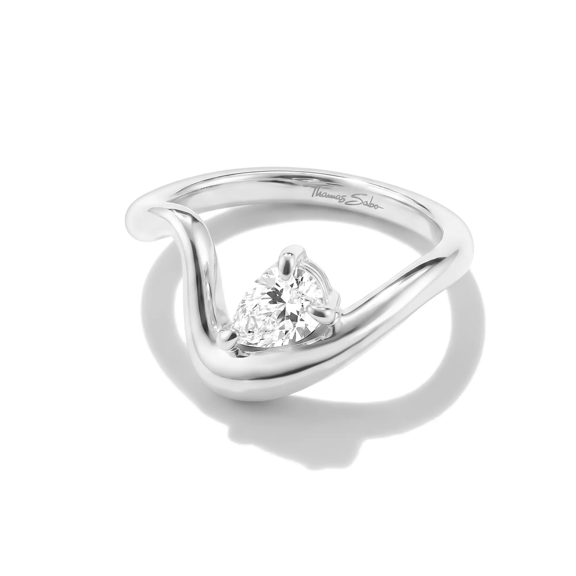 Thomas Sabo Ring mit weißem Zirkonia in Tropfenform – Silber – Ansicht 2