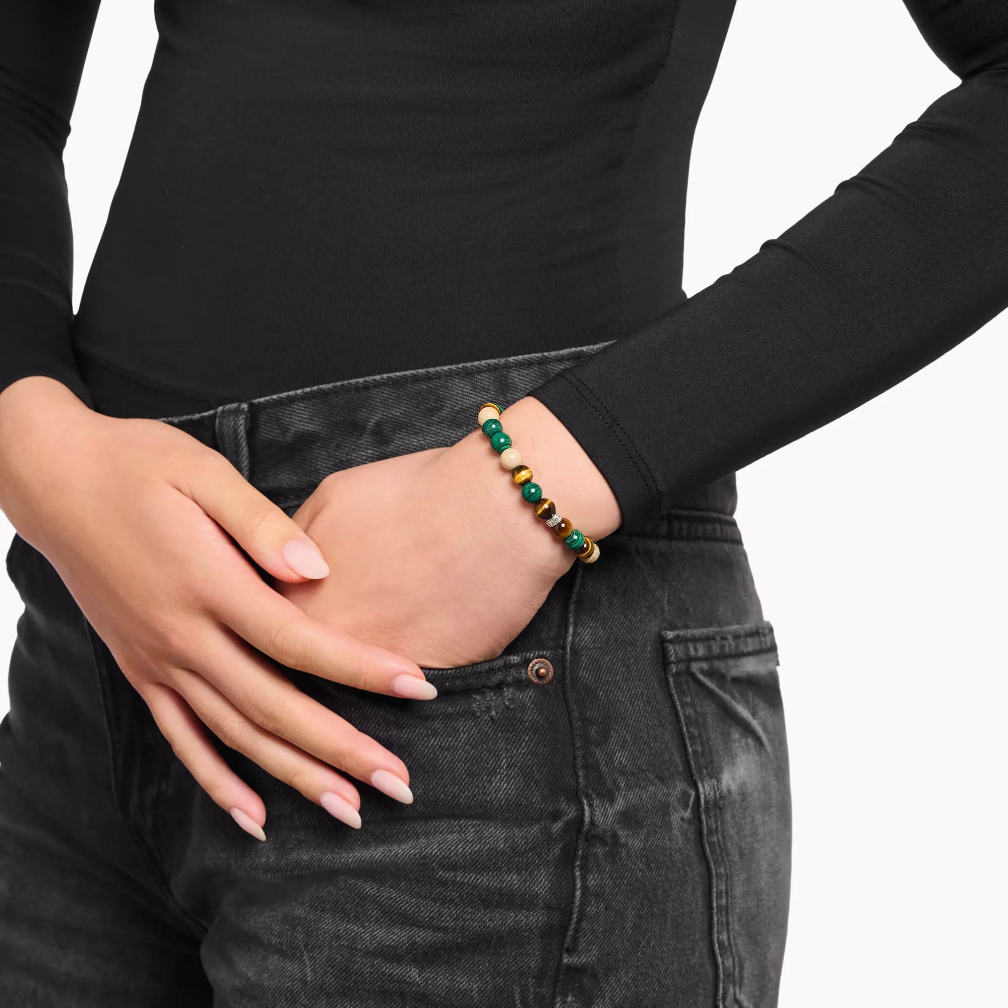 Thomas Sabo Bead-Armband in Erd- und Grüntönen 7 mm – BUNT – 17 cm – Ansicht 3