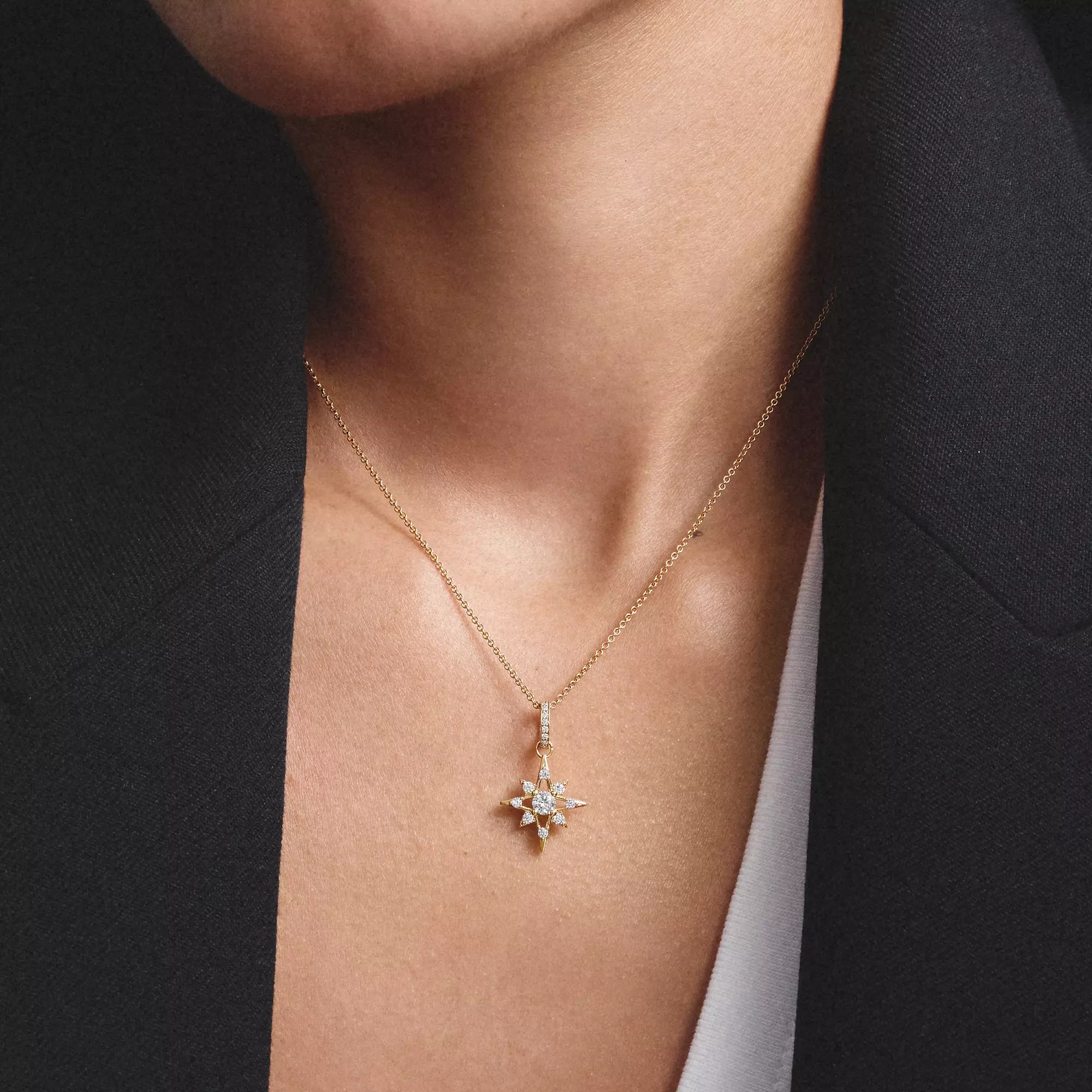 Thomas Sabo Midnight Sky - Kette Stern - 18k Gelbgold Vergoldung - Zirkonia - 50 cm – Ansicht 3