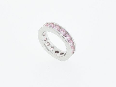 Silber Taufring aus 925 Sterling Silber mit funkelnden pinken Zirkonia, Hersteller: Juwelier Harnisch, Memorie Silber. Elegant und zeitlos, ideal als Schmuckstück für besondere Anlässe.