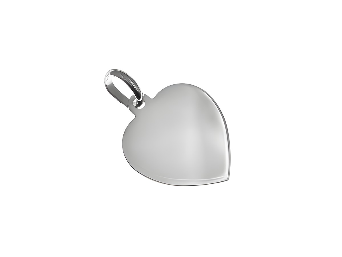 Gravurplatte Herz Anhänger 1,2 cm aus Sterling Silber rhodiniert, schlicht im Design, ideal für persönliche Gravuren und als Geschenk. Hersteller Juwelier Harnisch.
