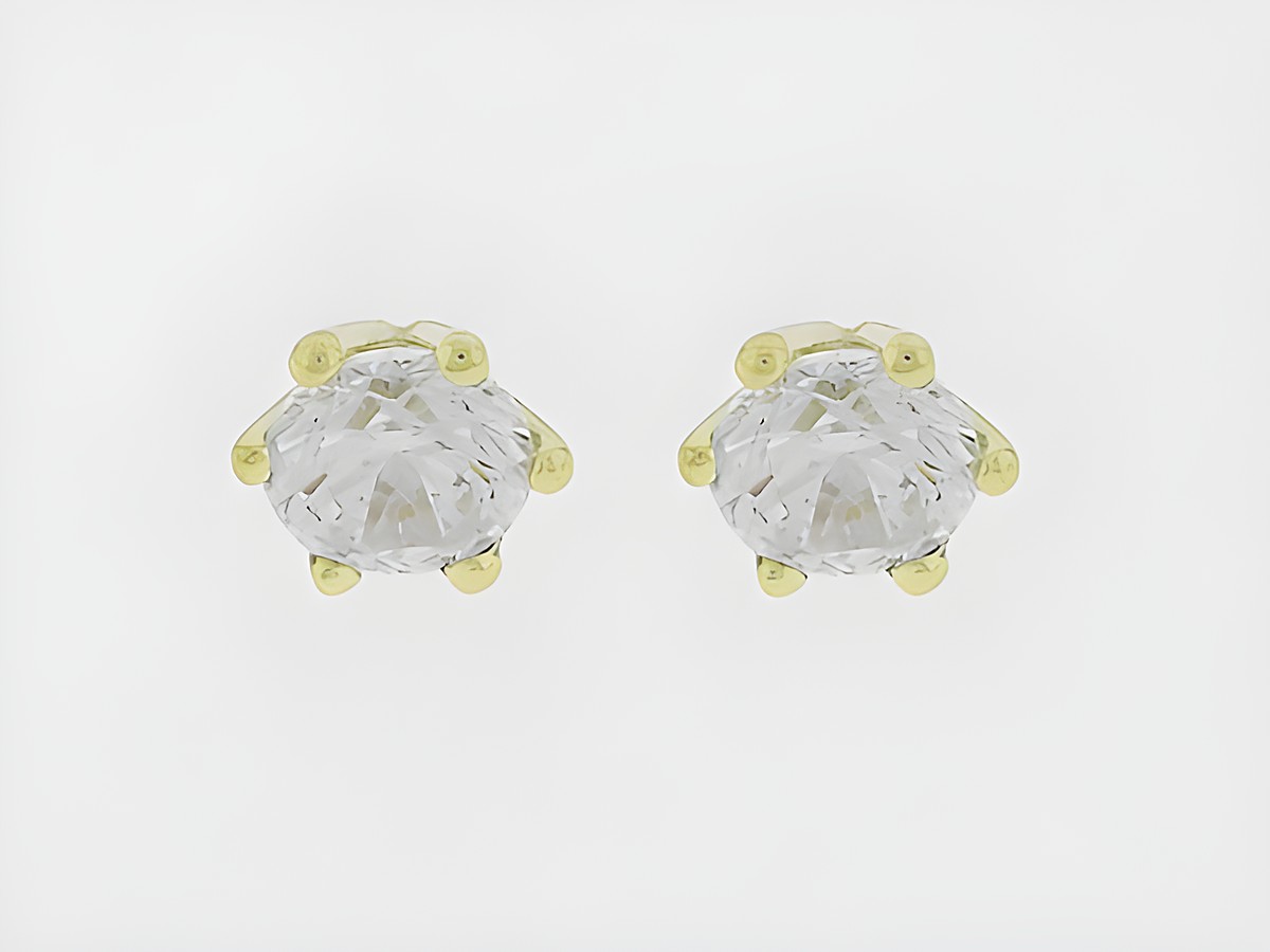 Ohrringe Gold 333 in rundem Design mit reizendem Zirkonia, Hersteller Juwelier Harnisch, elegante Stecker für einen besonderen Auftritt.