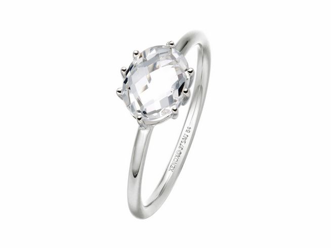 Xenox Weißgold Ring XG4446/56 aus 375 Weißgold in Größe 56 mit einem klaren, facettierten Stein, elegant gefasst und zeitlos im Design, perfekt für besondere Anlässe.