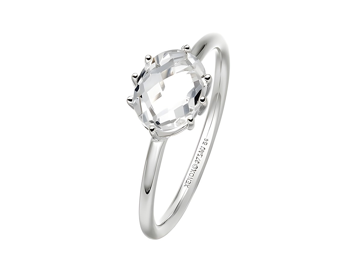 Xenox Weißgold Ring XG4446/56 aus 375 Weißgold in Größe 56 mit einem klaren, facettierten Stein, elegant gefasst und zeitlos im Design, perfekt für besondere Anlässe.