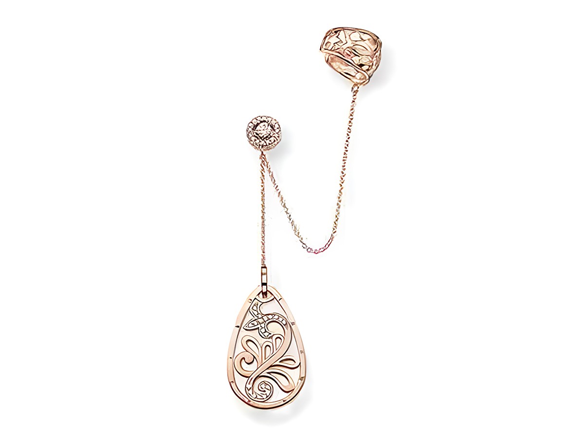 Silberne Ohrklemme von Thomas Sabo in vergoldetem Roségold mit zarten Zirkonia-Details und einem eleganten, geschwungenen Design. Ideal für einen modernen Look.