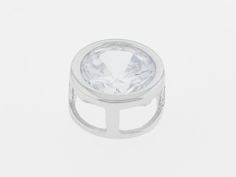 Silber Anhänger rund aus Silber, glamourös gestaltet mit klarem Zirkonia, Hersteller Juwelier Harnisch, ideal für elegante Anlässe.