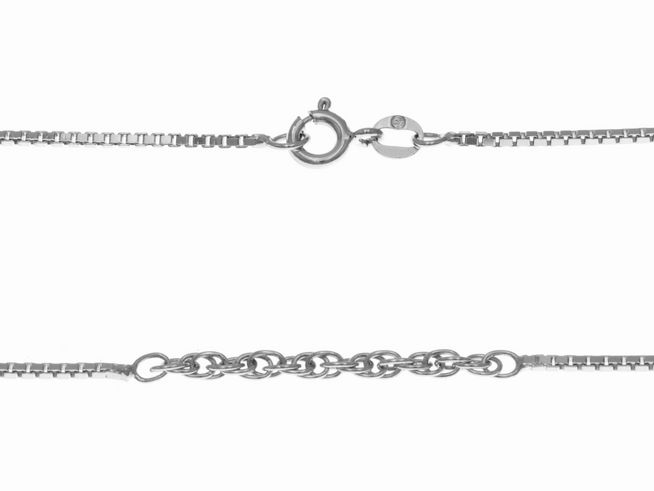 Kette Venezia aus rhodiniertem Sterling Silber, mit Mittelteil und einer Länge von 40 cm, hergestellt von Juwelier Harnisch, ideal für elegante Colliers.