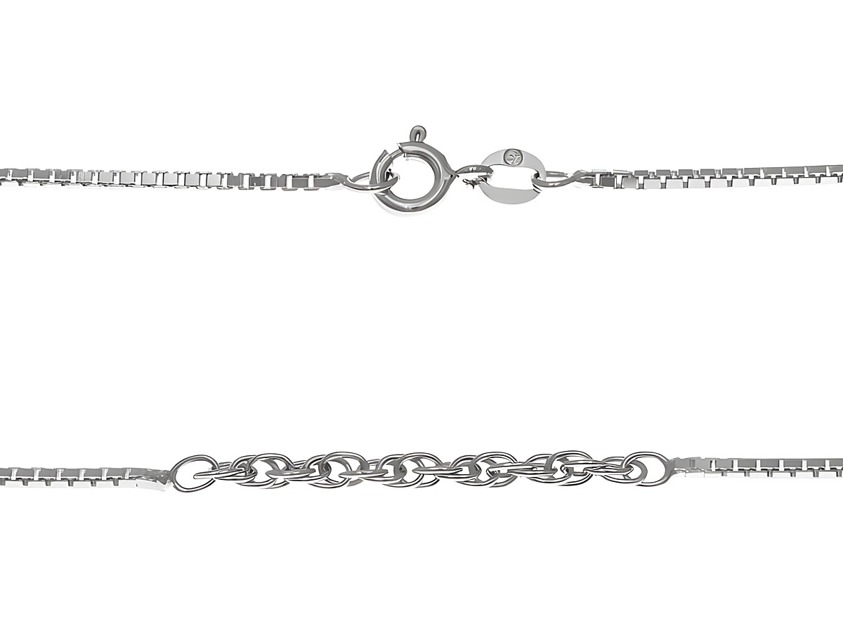 Kette Venezia aus rhodiniertem Sterling Silber, mit Mittelteil und einer Länge von 40 cm, hergestellt von Juwelier Harnisch, ideal für elegante Colliers.