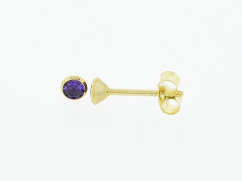 Gold Ohrringe mit Amethyst im klassischen Steckerdesign, 3,3 mm, aus 333 Gold, charmant und elegant, Hersteller Juwelier Harnisch, weitere Steine verfügbar.