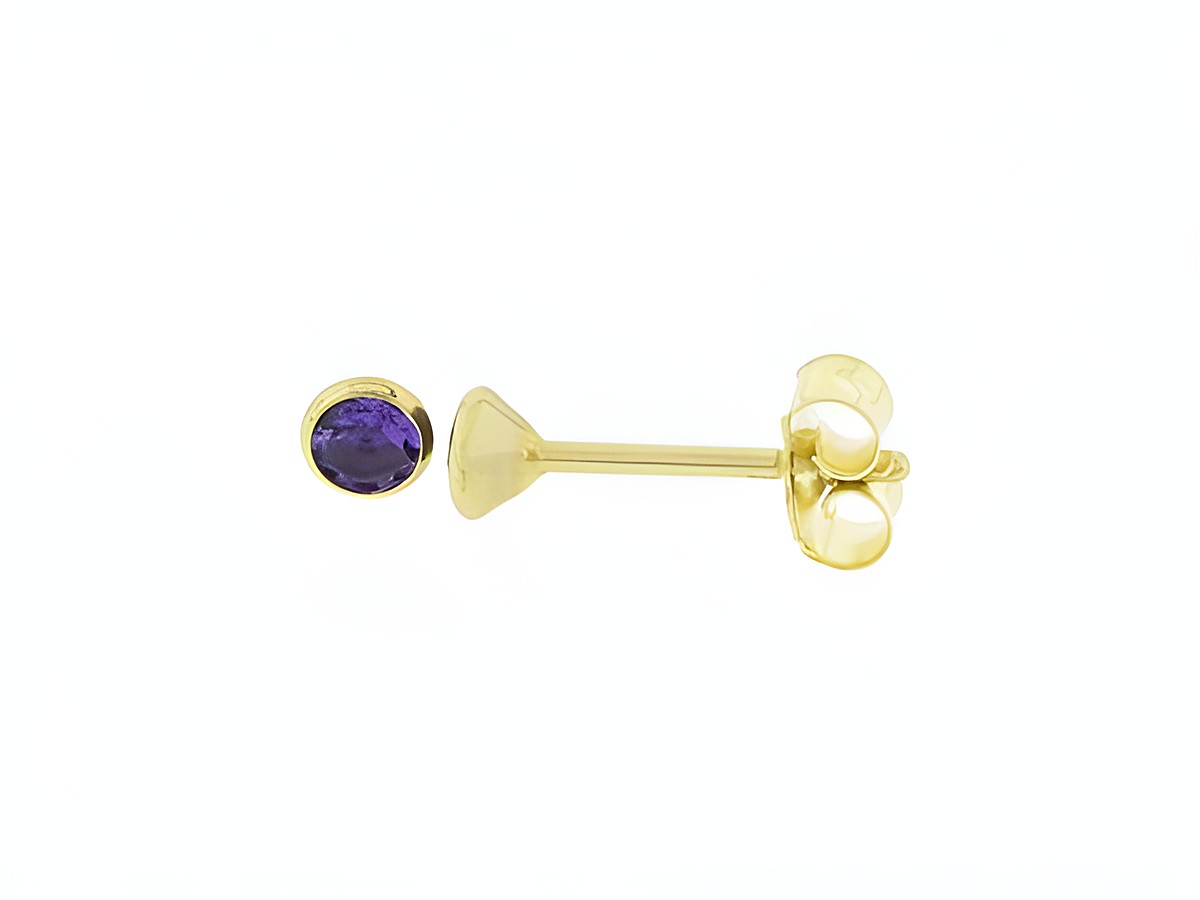 Gold Ohrringe mit Amethyst im klassischen Steckerdesign, 3,3 mm, aus 333 Gold, charmant und elegant, Hersteller Juwelier Harnisch, weitere Steine verfügbar.