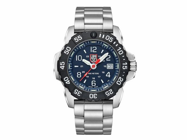 Luminox Uhr NAVY SEAL STEEL 3250 SERIES XS.3254.CB mit 45 mm Gehäuse und blauem Ziffernblatt, Edelstahlarmband, 200 Meter wasserdicht, sportliches Design.