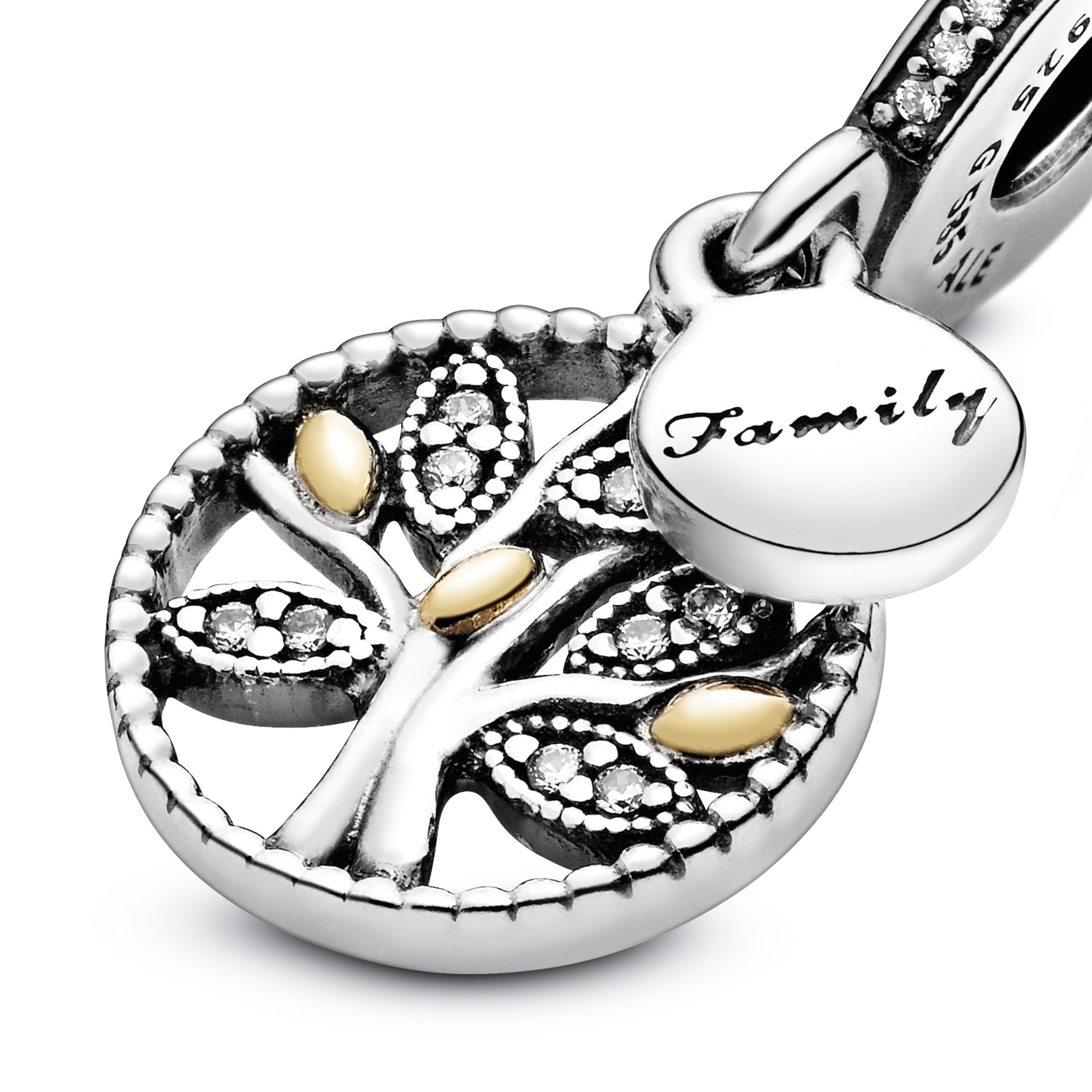 PANDORA Familien Stammbaum Charm - BICOLOR - Zirkonia klar – Ansicht 4