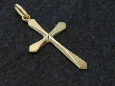 Goldkreuz - Gold Anhänger poliert - Gold 333, Hersteller: Juwelier Harnisch, klassisch, elegant und glänzend, ideal als Schmuckstück oder Geschenk, zeitloses Design.