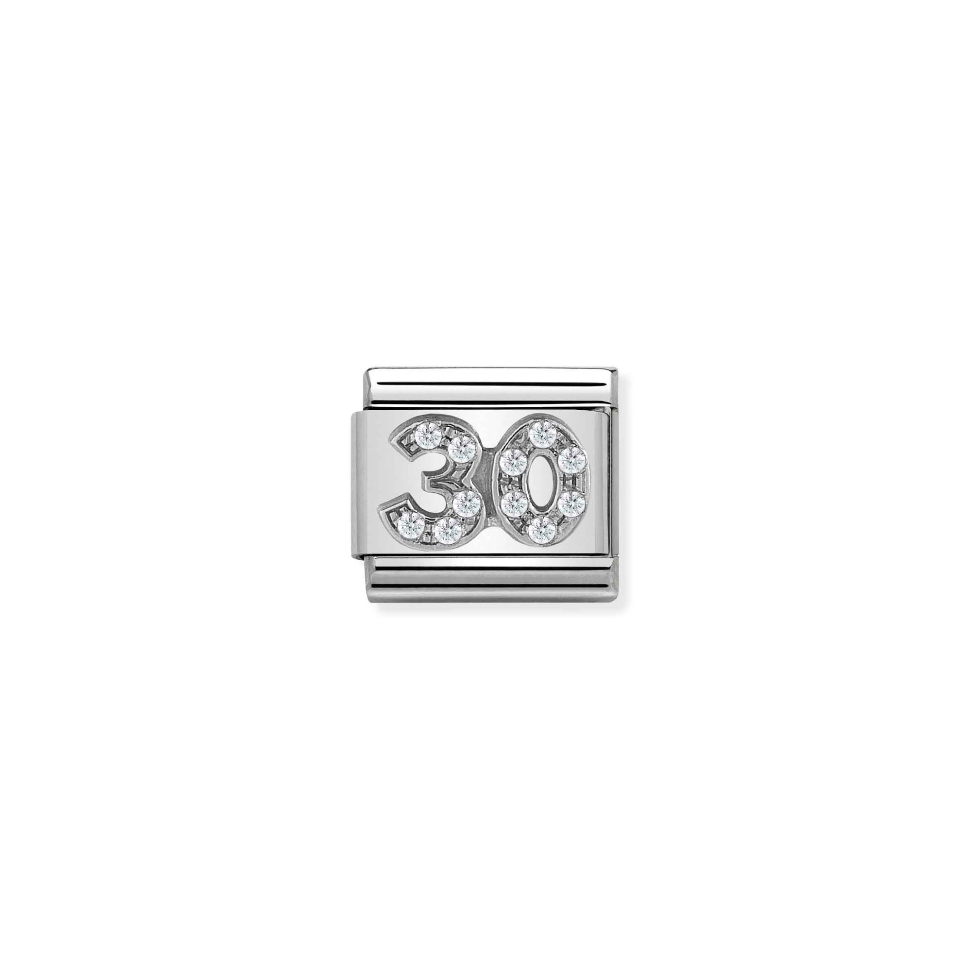 Nomination Composable Classic Charm Zahl 30 - Edelstahl, Sterling Silber, Zirkonia