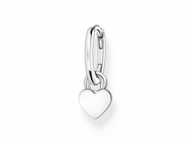 Creolen von Thomas Sabo aus Silber mit einem Herz-Anhänger, elegant und zeitlos, ideal für jeden Anlass und eine schöne Ergänzung zu jedem Schmuckensemble.