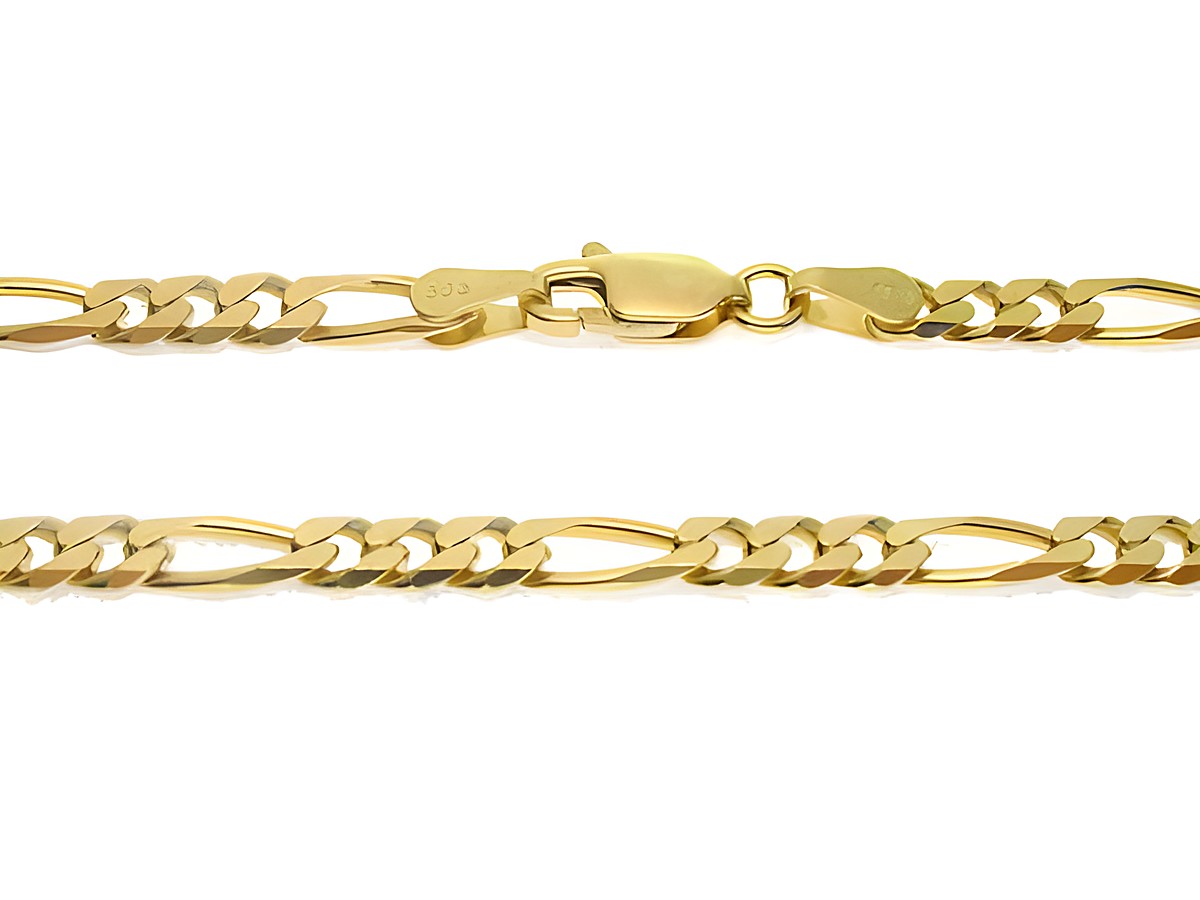 Goldkette 45 cm Figarokette 3,8 mm Hersteller Juwelier Harnisch in glänzendem Gold mit sicherem Verschluss, elegant und zeitlos, ideal für jeden Anlass und als stilvolles Schmuckstück.