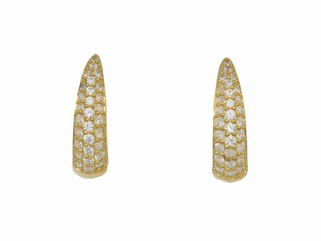 Creolen Prachtvoll aus 925 Sterling Silber, poliert und gelb vergoldet, mit funkelndem Zirkonia besetzt, elegante Form und strahlender Glanz für jeden Anlass.