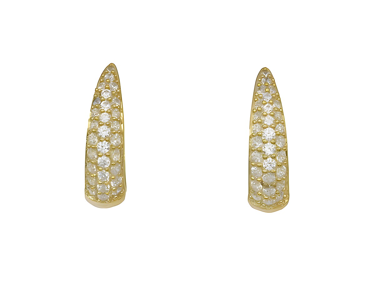 Creolen Prachtvoll aus 925 Sterling Silber, poliert und gelb vergoldet, mit funkelndem Zirkonia besetzt, elegante Form und strahlender Glanz für jeden Anlass.