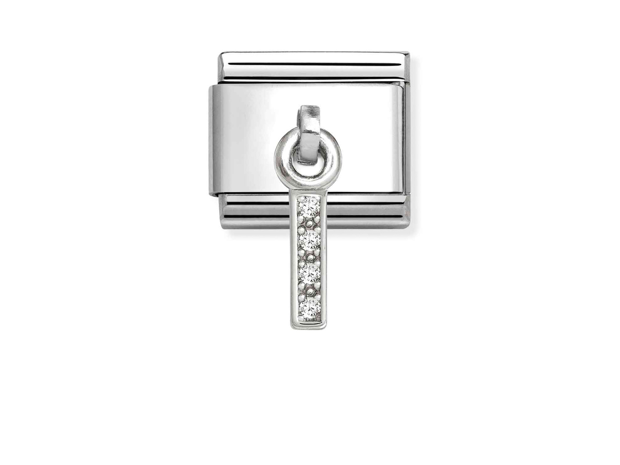 Classic Sterling Silber charm in Form des Buchstabens I mit Zirkonia von Pandora, neu und elegant gestaltet, ideal für persönliche Schmuckstücke und Geschenkideen.