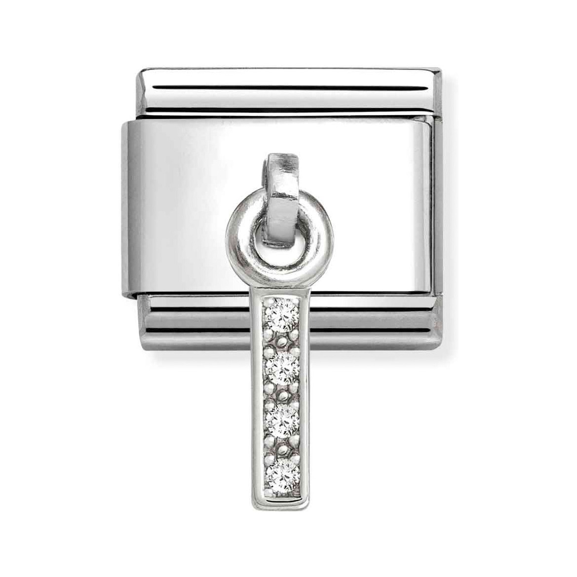 Classic Sterling Silber charm in Form des Buchstabens I mit Zirkonia von Pandora, neu und elegant gestaltet, ideal für persönliche Schmuckstücke und Geschenkideen.