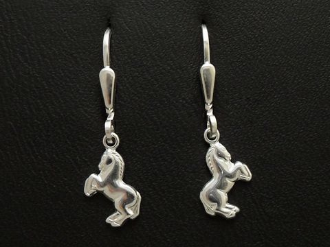 Pferd Pony Ohrhänger aus Sterling Silber, tierisch gestaltet, ideal für Kinder, Hersteller Juwelier Harnisch, in glänzender Ausführung.
