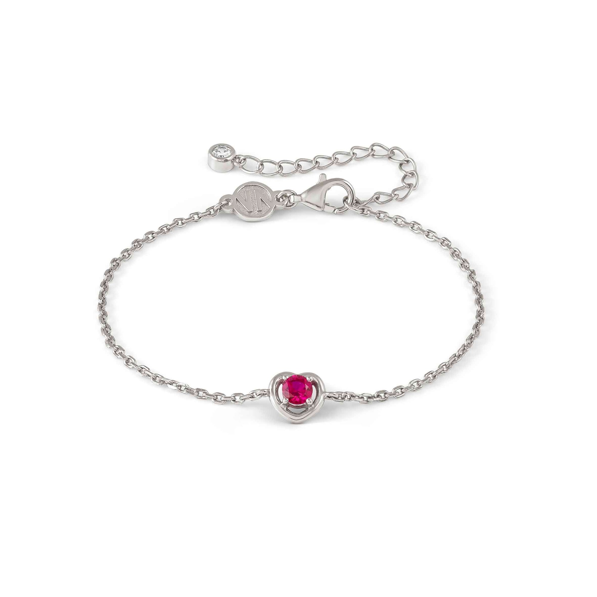 Nomination COSMICLOVE Armband aus Sterling Silber - farbigem Zirkonia - Herz - ROT - 15-19 cm verstellbar