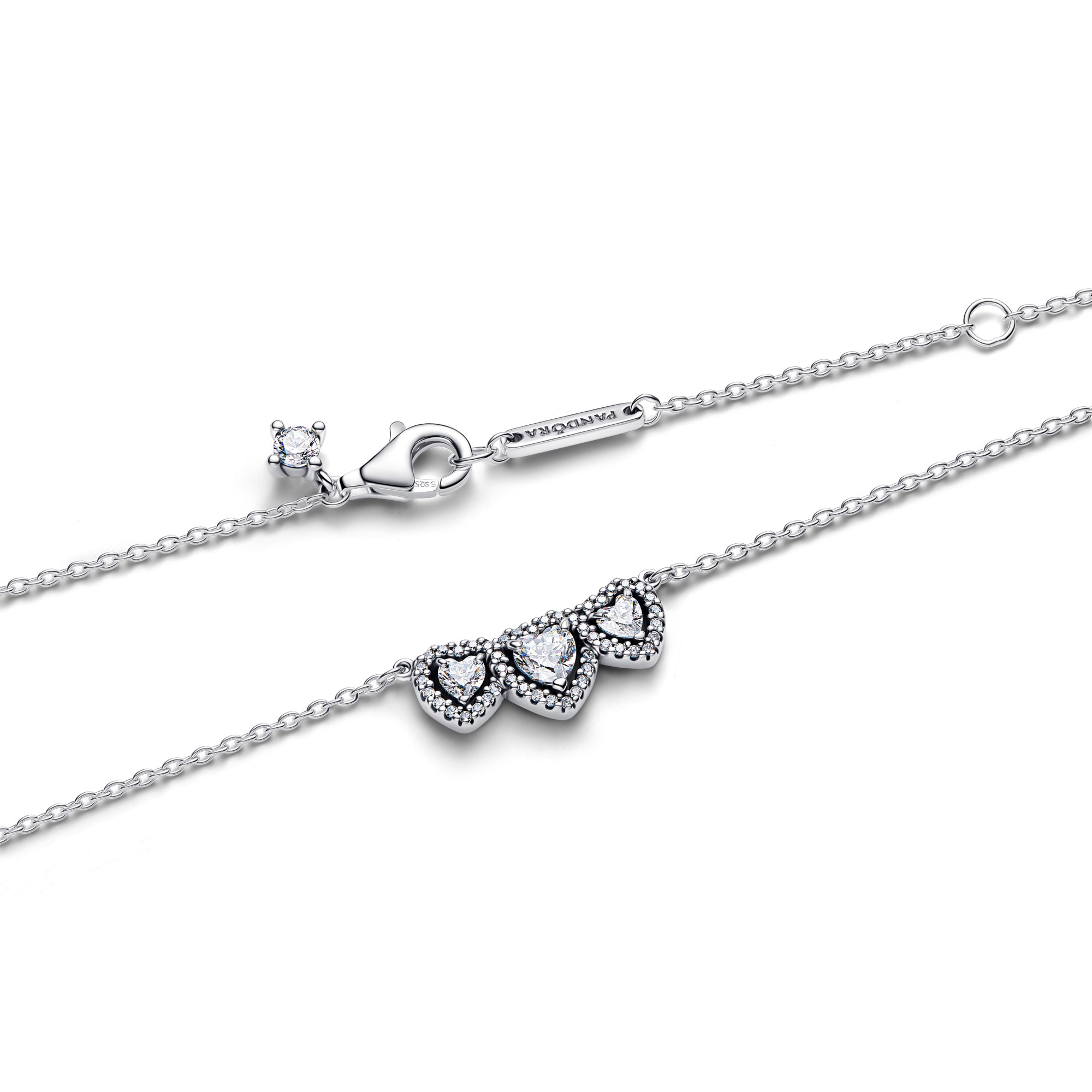 Pandora Strahlenkranz Herz Trilogie Collier Halskette - Silber - Zirkonia - 45 cm – Ansicht 2