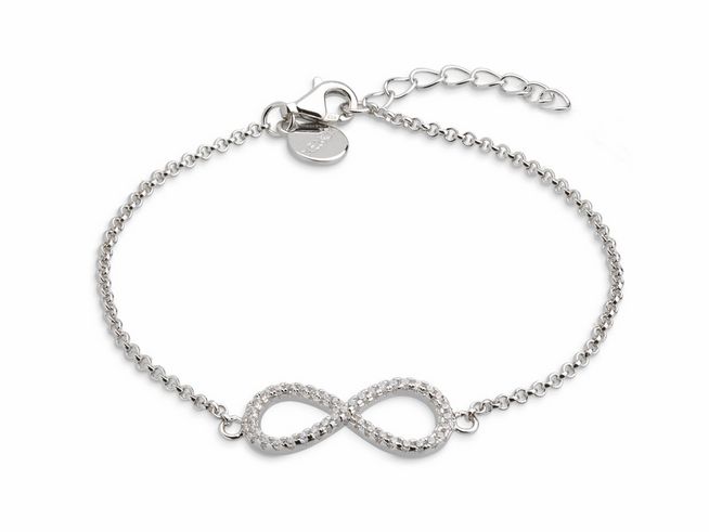 Xenox Sterling Silber Armband XS2766 in 15-20 cm mit Infinity-Ankerkette, verziert mit funkelnden Elementen im Infinity-Design, perfekt für stilvolle Akzente.