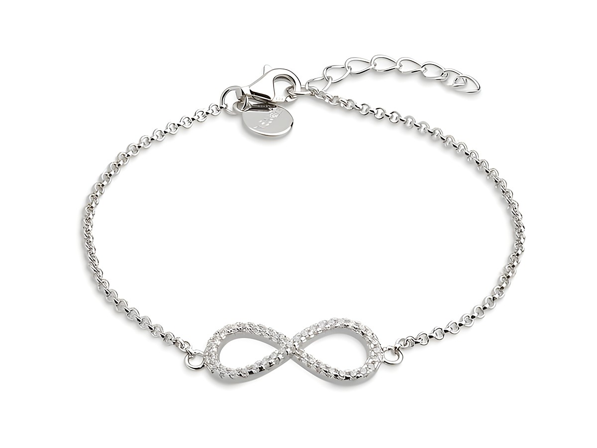 Xenox Sterling Silber Armband XS2766 in 15-20 cm mit Infinity-Ankerkette, verziert mit funkelnden Elementen im Infinity-Design, perfekt für stilvolle Akzente.