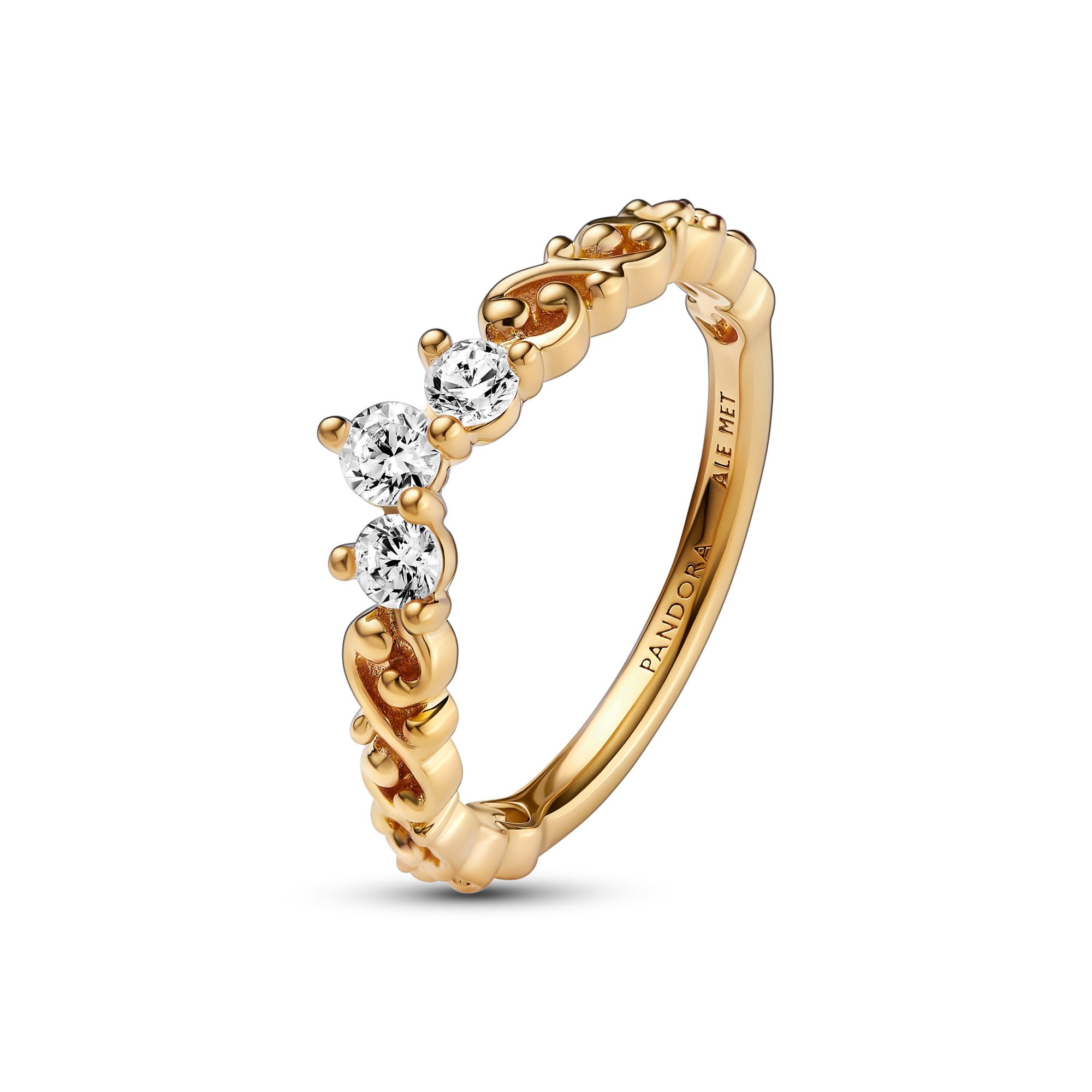 Pandora königlicher Tiara Diadem-Ring - 585 Gelbgold Verg. + Zirkonia - Klar – Ansicht 3