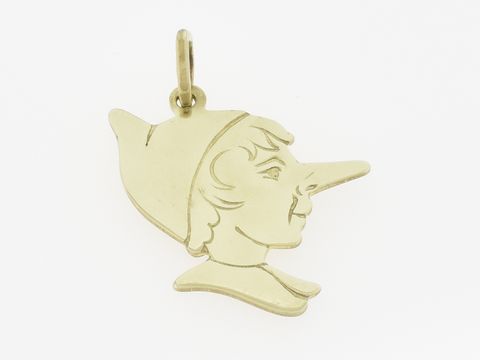 Gold Anhänger einer Märchenfigur aus 333 Gold, märchenhaft gestaltet, Hersteller Juwelier Harnisch, ideal für Liebhaber von zauberhaften Schmuckstücken.
