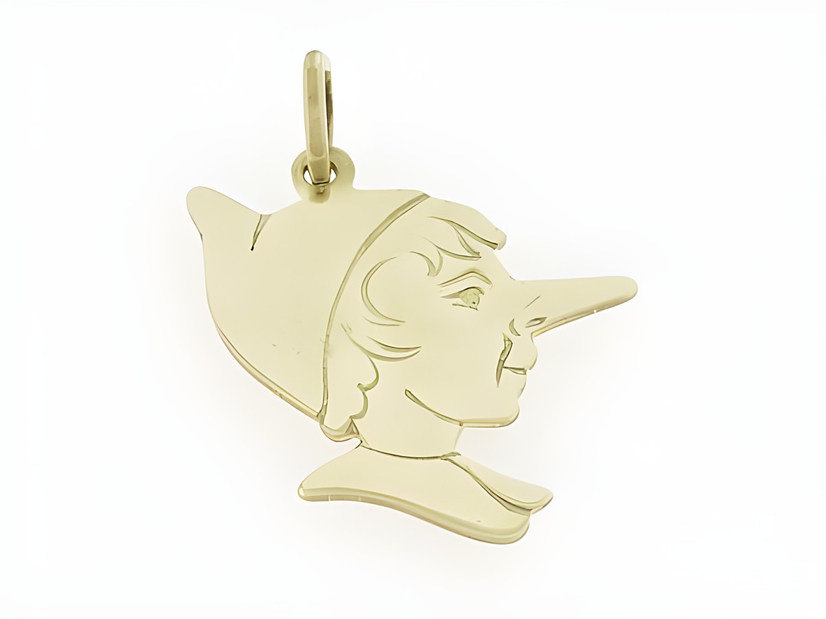 Gold Anhänger einer Märchenfigur aus 333 Gold, märchenhaft gestaltet, Hersteller Juwelier Harnisch, ideal für Liebhaber von zauberhaften Schmuckstücken.