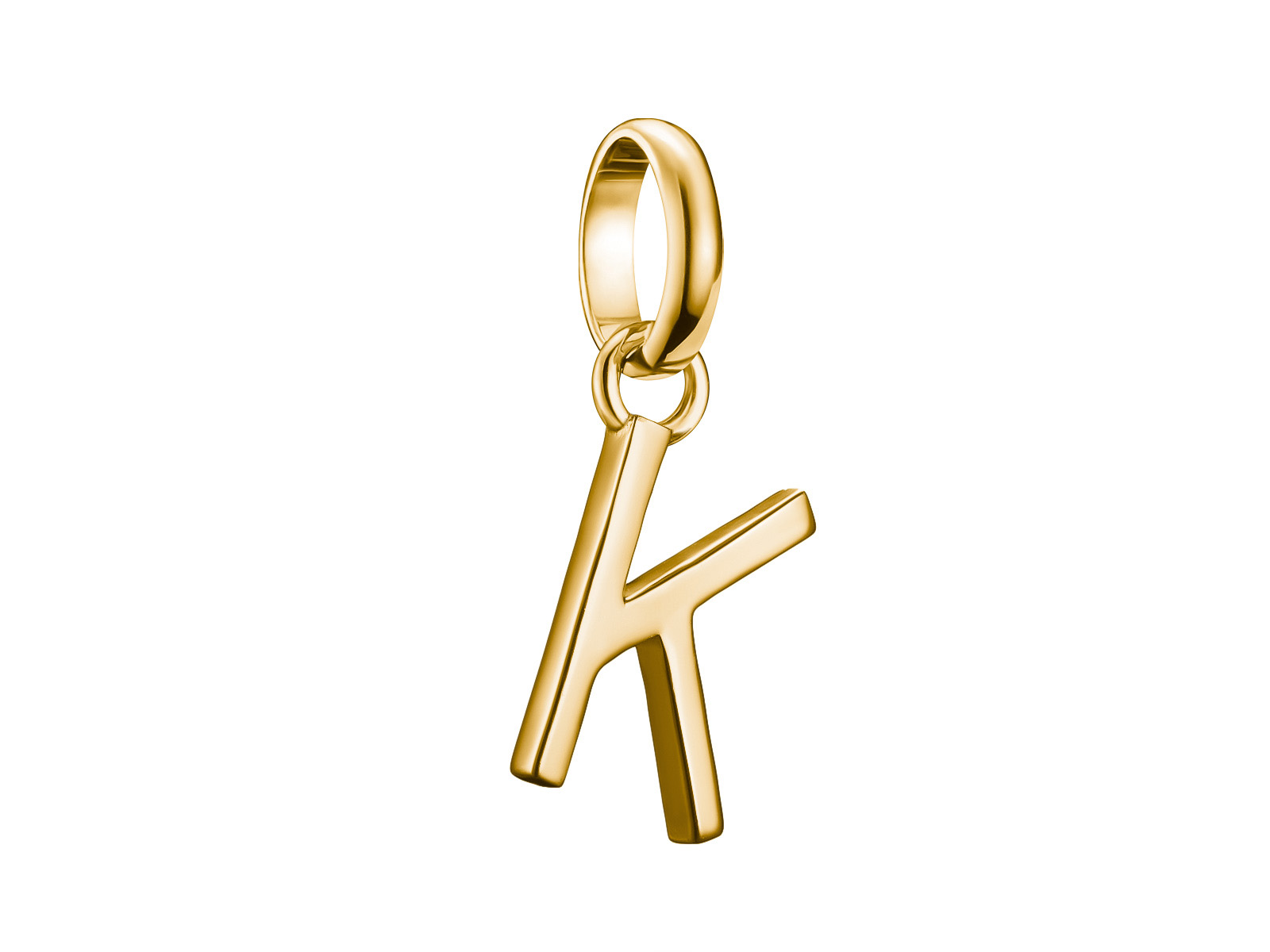 Charm von Thomas Sabo in Form des Buchstabens K aus Silber mit Vergoldung und Öse, geeignet für die Charm Club CONNECT Kollektion.