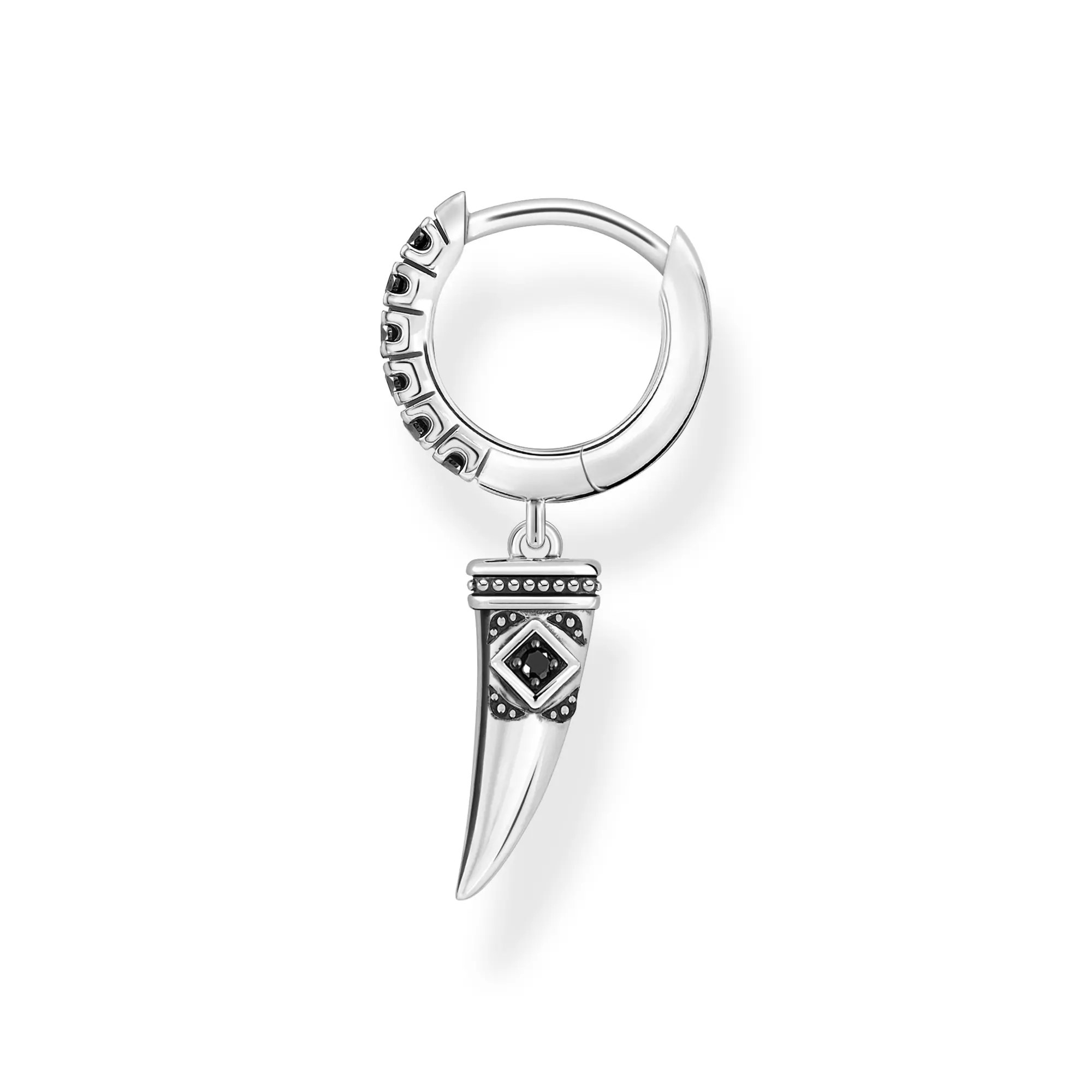 Thomas Sabo Einzel Creole - Einzel-Creole mit Wolfszahn - Silber gesch. & Zirkonia - Schwarz – Ansicht 2