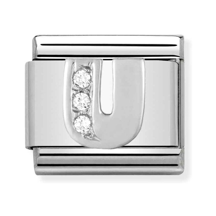 Nomination Composable Classic Charm Buchstabe U - Edelstahl, Sterling Silber, Zirkonia