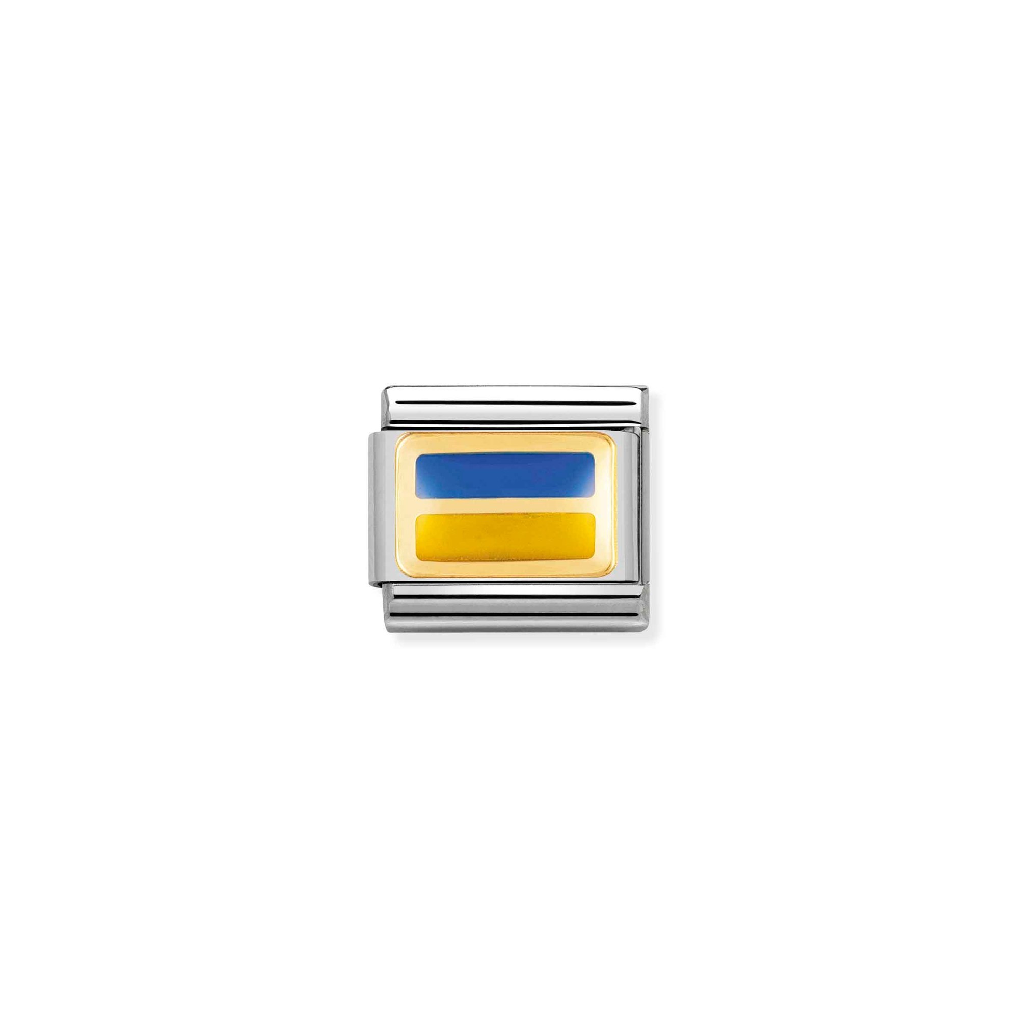 Nomination Composable Classic Charm Flagge Ukraine - Edelstahl, Gold 750 Gelbgold, Emaille