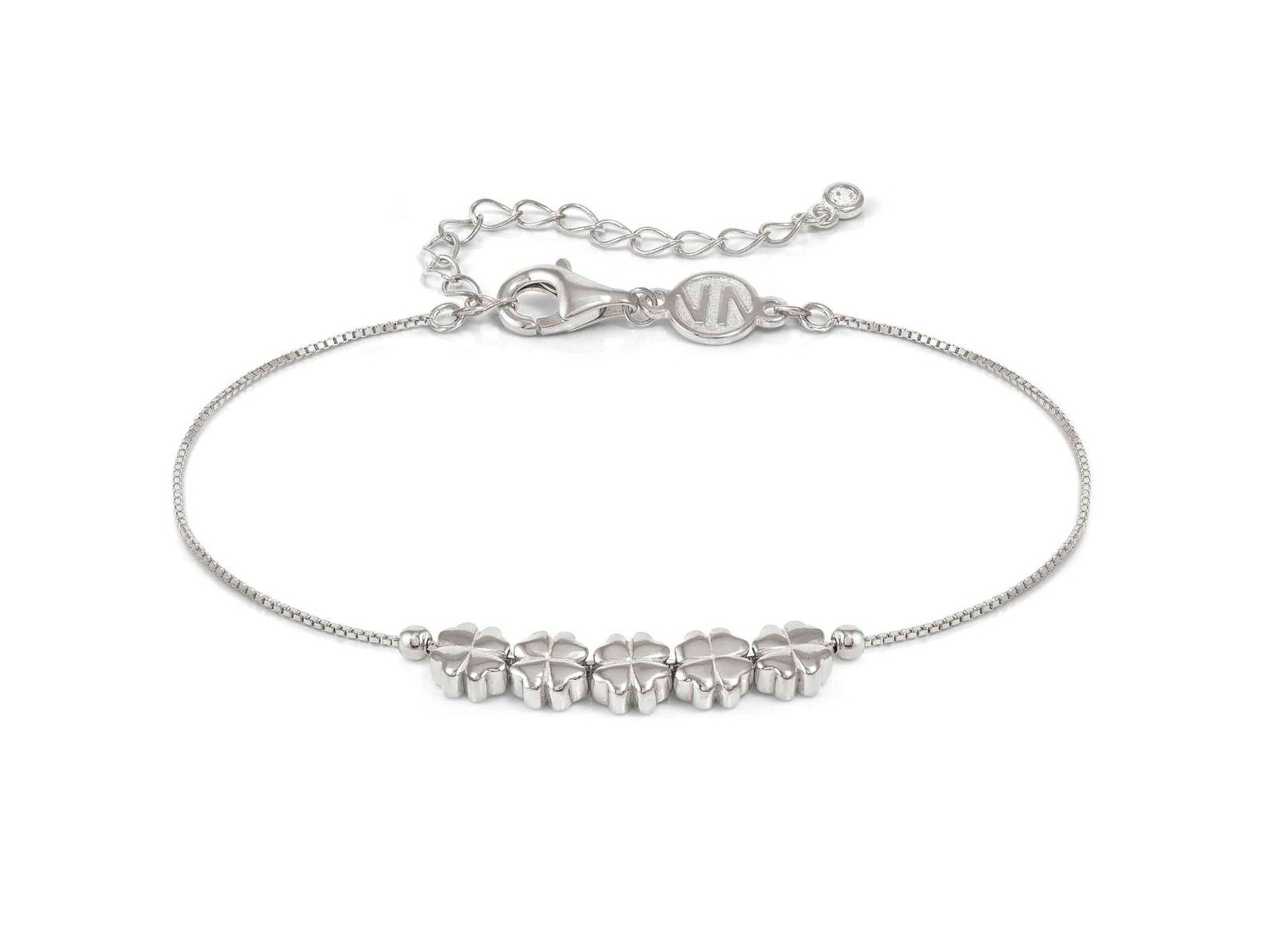 Nomination Sterling Silber 241303 01 - Kleeblatt - rhod. Armband - Armonica 15-19 cm Silbernes Armband von Nomination mit Kleeblatt-Applikationen und rhodiniertem Finish, verstellbar von 15 bis 19 cm, eleganter Karabinerverschluss, Hersteller Armonica.