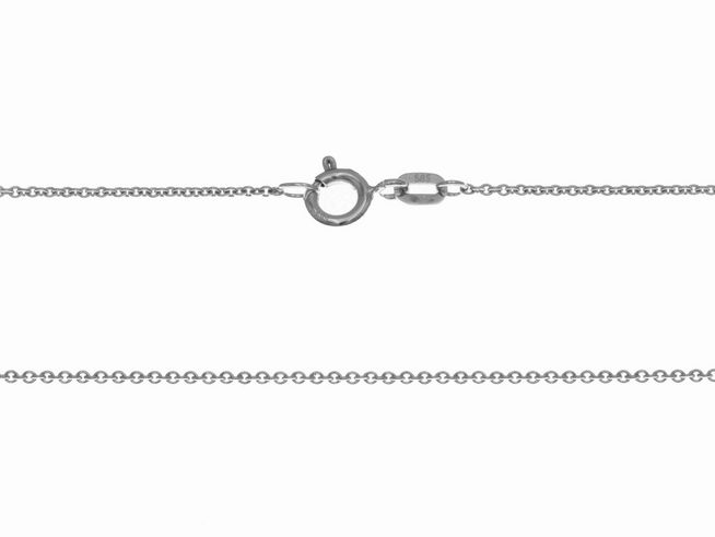 Ankerkette 585 aus Weißgold mit einer Stärke von 1,2 x 1,2 mm und einer Länge von 45 cm, Hersteller Juwelier Harnisch, elegante und feine Kette für stilvollen Schmuck.