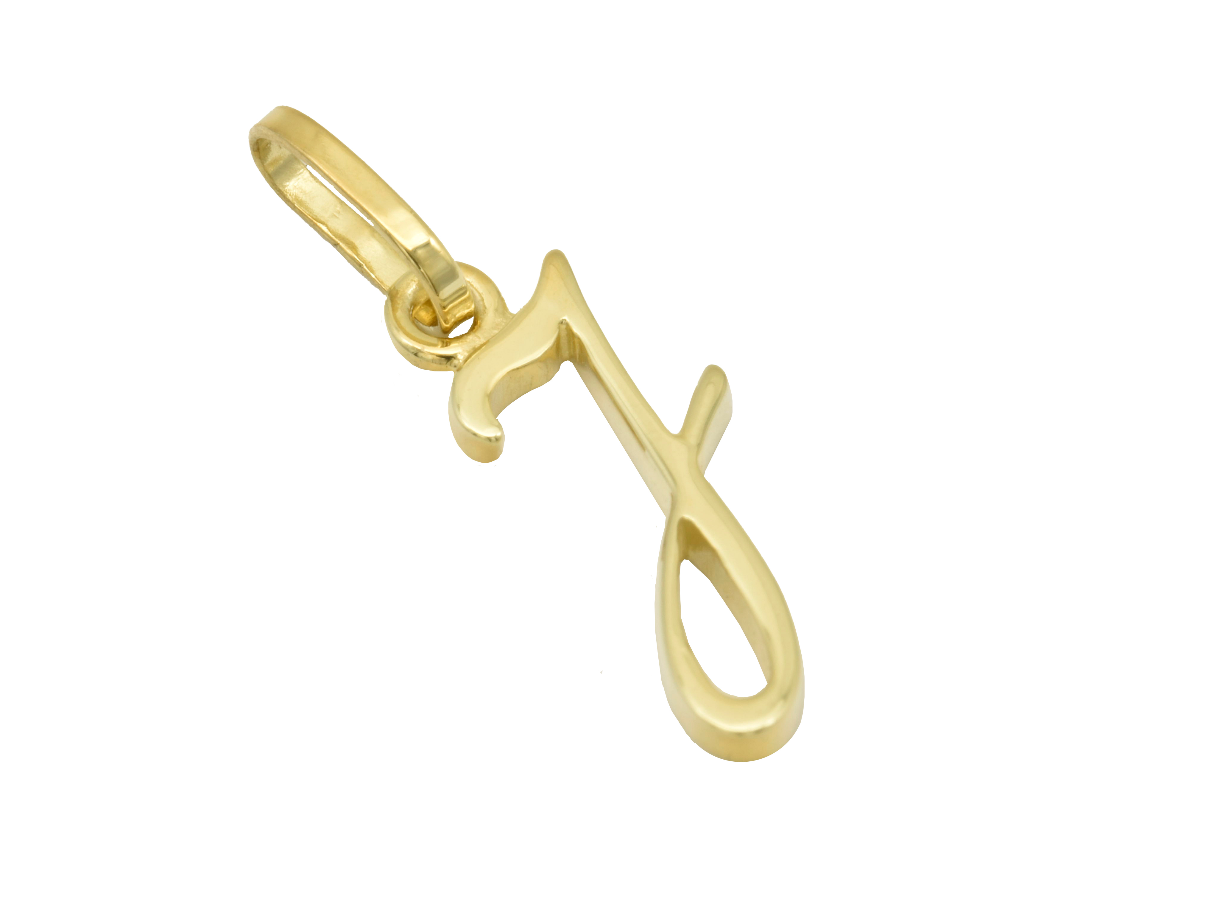 Buchstaben Anhänger J aus sterling Silber mit Gelbgoldvergoldung, poliert, von Juwelier Harnisch, elegant gestaltet für persönlichen Schmuck.