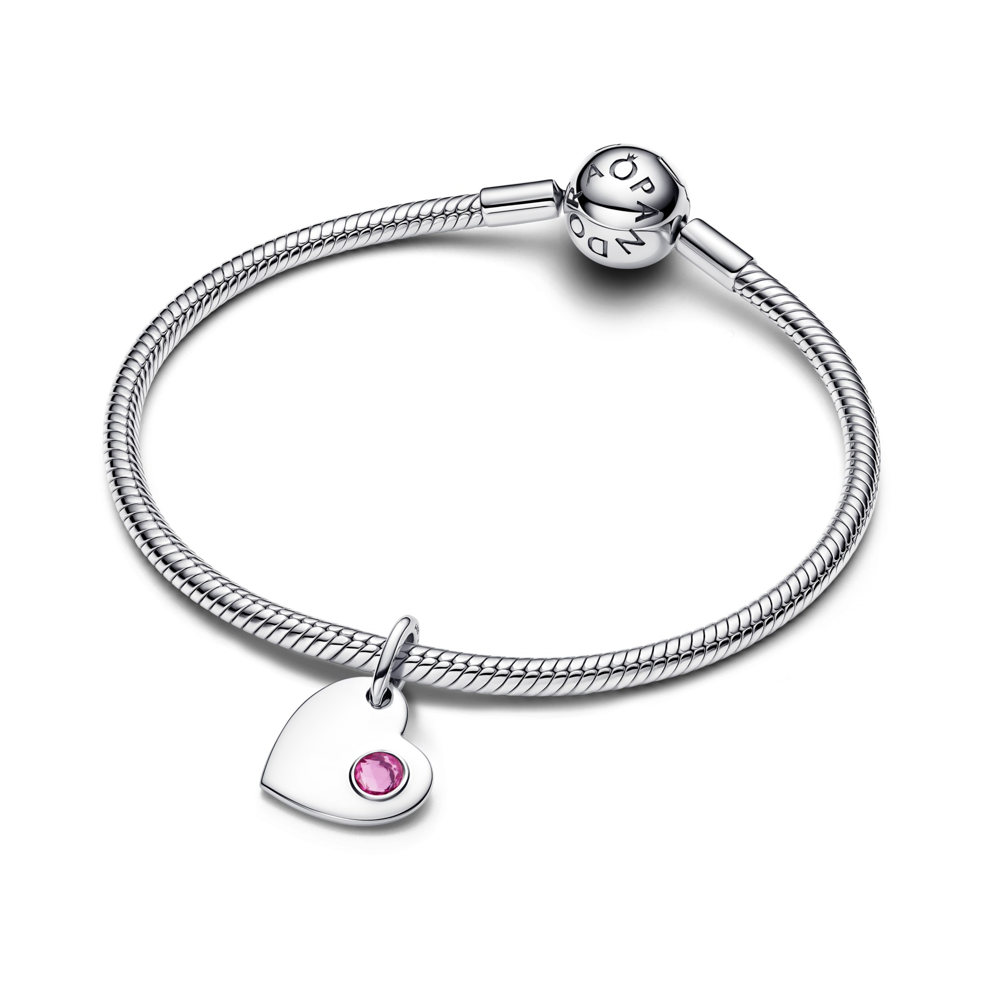 Pandora Oktober - Herz Anhänger & Charm gravierbar - Kristall Pink – Ansicht 2