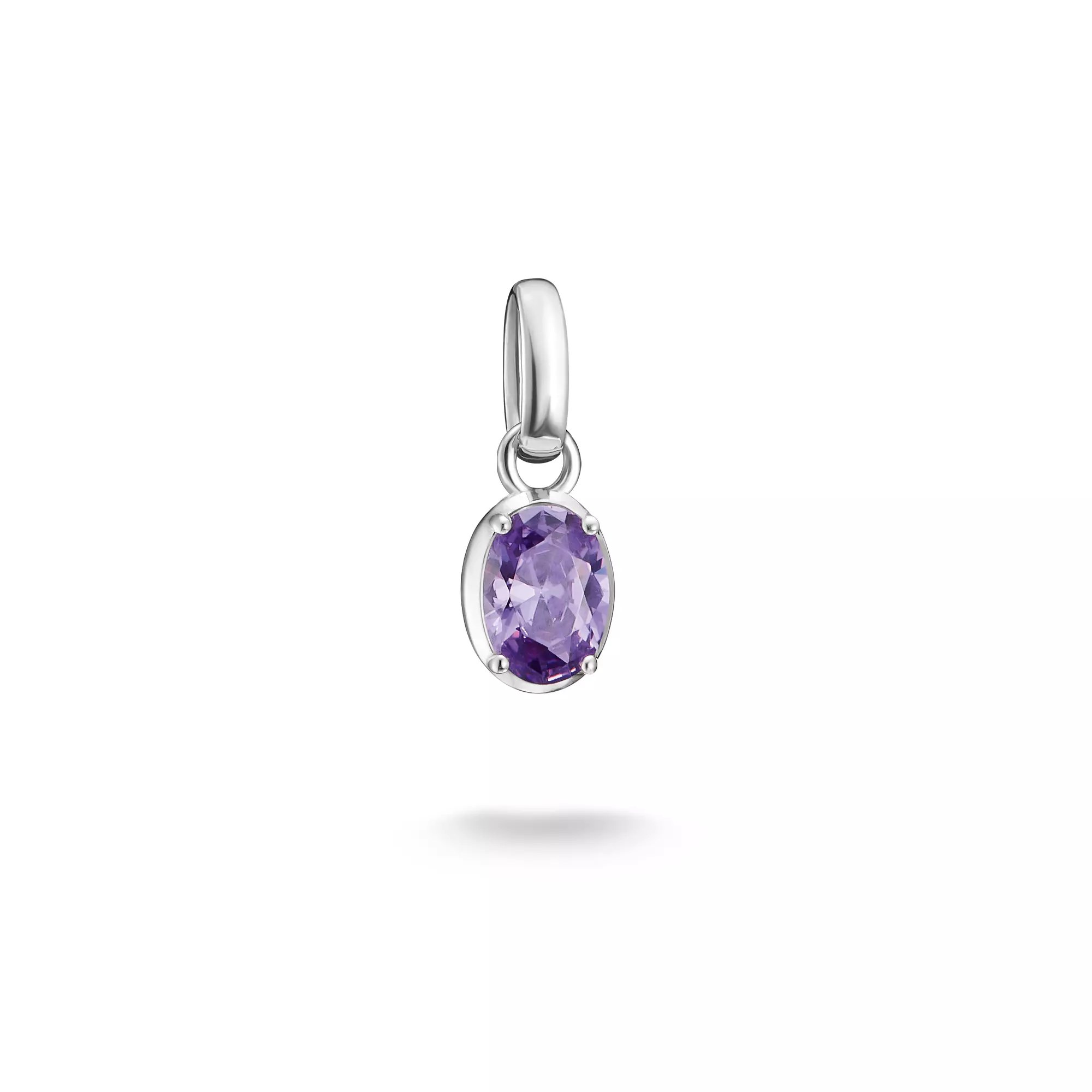 Thomas Sabo Connect - Birthstones Charm - Februar - Sterling Silber & Zirkonia - Violett - Charm mit Öse – Ansicht 2