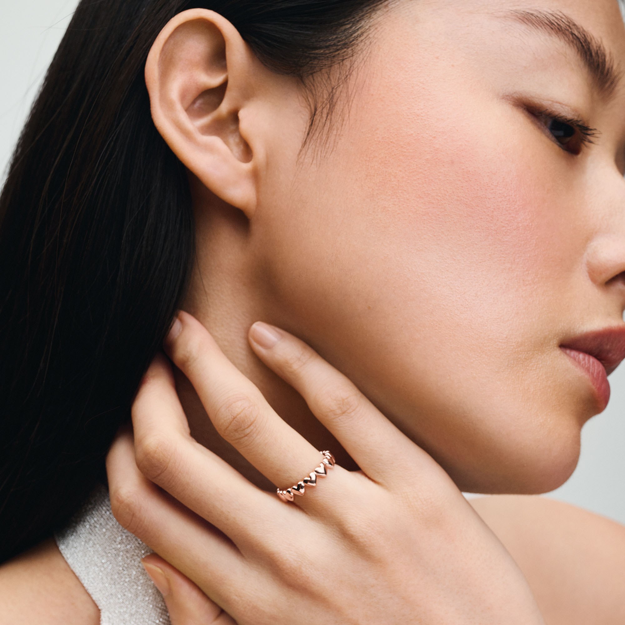 Pandora Reihe von Herzen Ring - Roségold vergoldet – Ansicht 4
