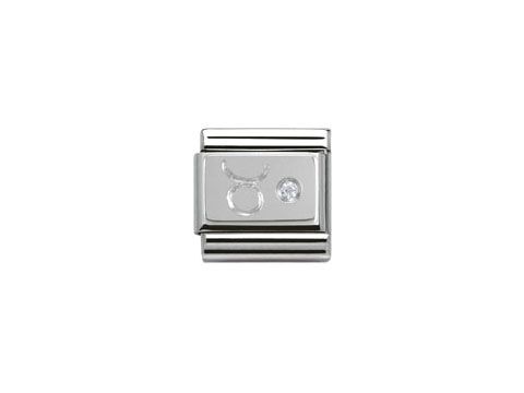 Zeigt das Sternzeichen Stier aus Silber mit Zirkonia, das Design ist elegant und schlicht gehalten, ideal für individuelles Schmuckdesign und sollte in jedem Schmuckkästchen sein.