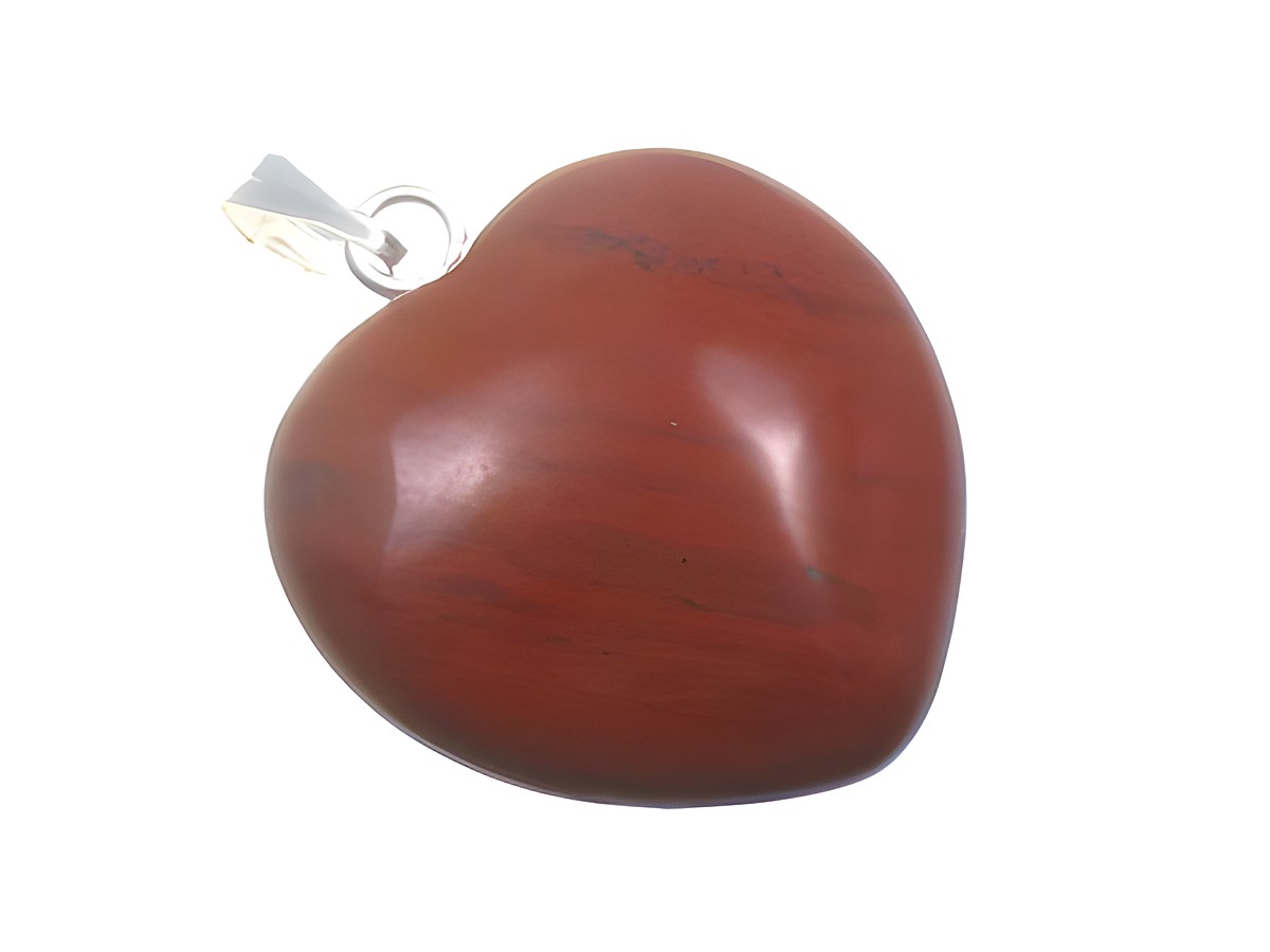 Rotes Jaspis Steinherz als Anhänger geeignet für Kinderschmuck, hergestellt von Juwelier Harnisch, mit Edelsteinen verziert.